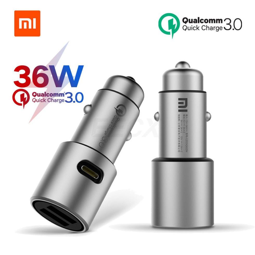Sạc ô tô 2 USB Xiaomi hỗ trợ QC3.0 (tích hợp USB Type C)