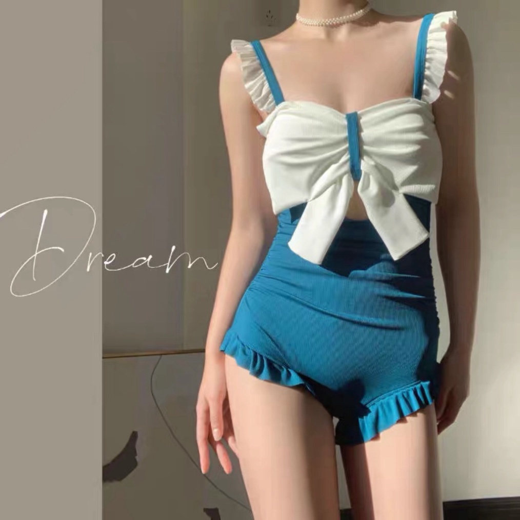 Bikini 1 mảnh nữ đồ bơi đi biển liền thân nơ LUHAZO thun gân có mút ngực Quảng Châu 8142&amp;8388 B-4