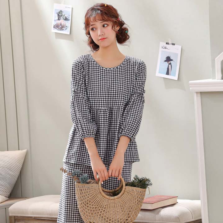 Bộ Đồ Mặc Nhà Nữ Form Rộng Kẻ Caro Dễ Thương | BigBuy360 - bigbuy360.vn