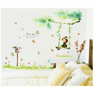 Decal dán tường Xích đu xanh