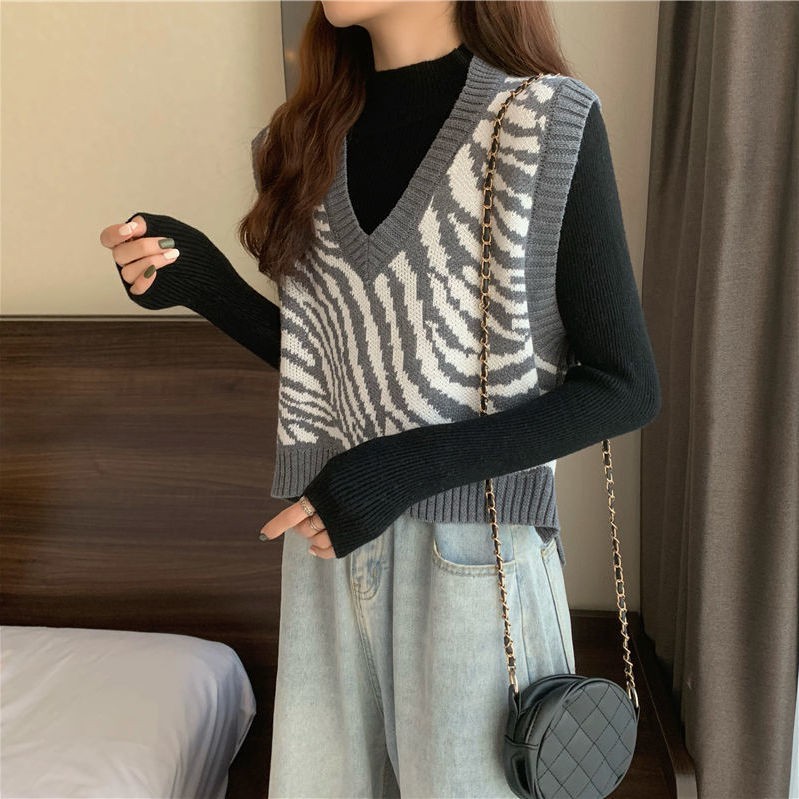 Fashion Feminine Zebra Pattern Sleeveless Shirt | BigBuy360 - bigbuy360.vn