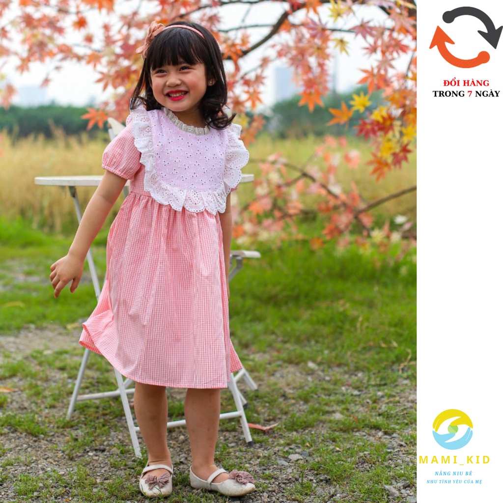 váy bé gái chất liệu đũi kẻ siêu mát, 10-25kg, mamikid