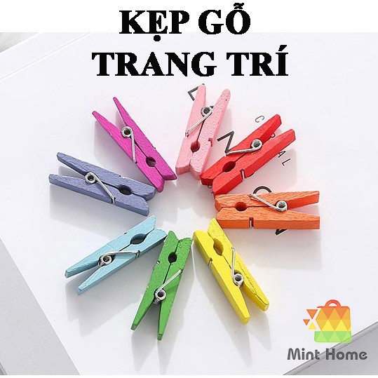 Kẹp gỗ treo ảnh trang trí nhà cửa, sinh nhật, đám cưới, phòng, tường mini nhiều màu 35mm