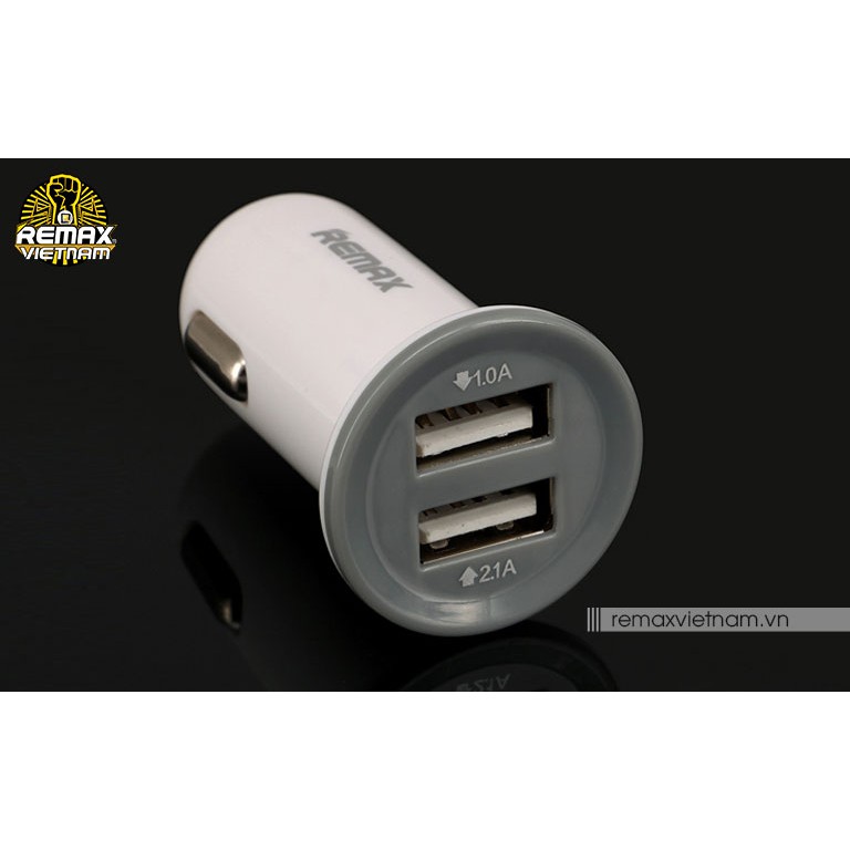 Củ sạc nhanh mini xe hơi 2 cổng USB Remax CC- 201MINI (Trắng)