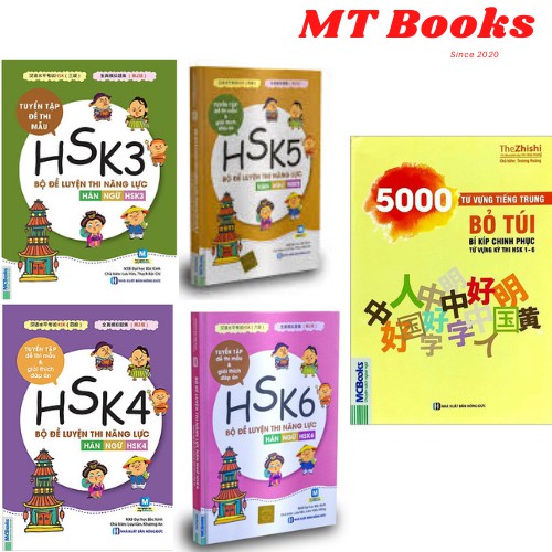 [MÃ giảm 40K]Sách - Combo Trọn Bộ 6 Cuốn Bộ Đề Luyện Thi Năng Lực Hán Ngữ HSK + 5000 Từ Vựng Tiếng Trung Bỏ Túi