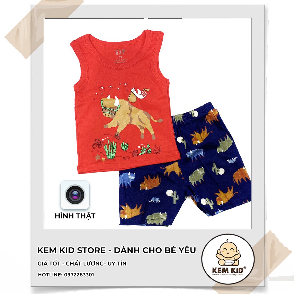 Bộ GAP ba lỗ in hình phối màu, thấm hút, mát mẻ cho bé yêu