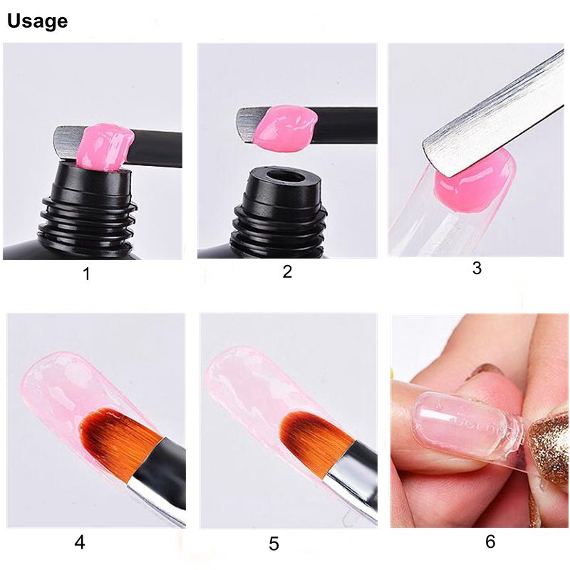 Bút Trang Trí Móng Tay Nghệ Thuật Hai Đầu 2 Trong 1 Bằng Poly Gel UV Hai Đầu Màu Đen