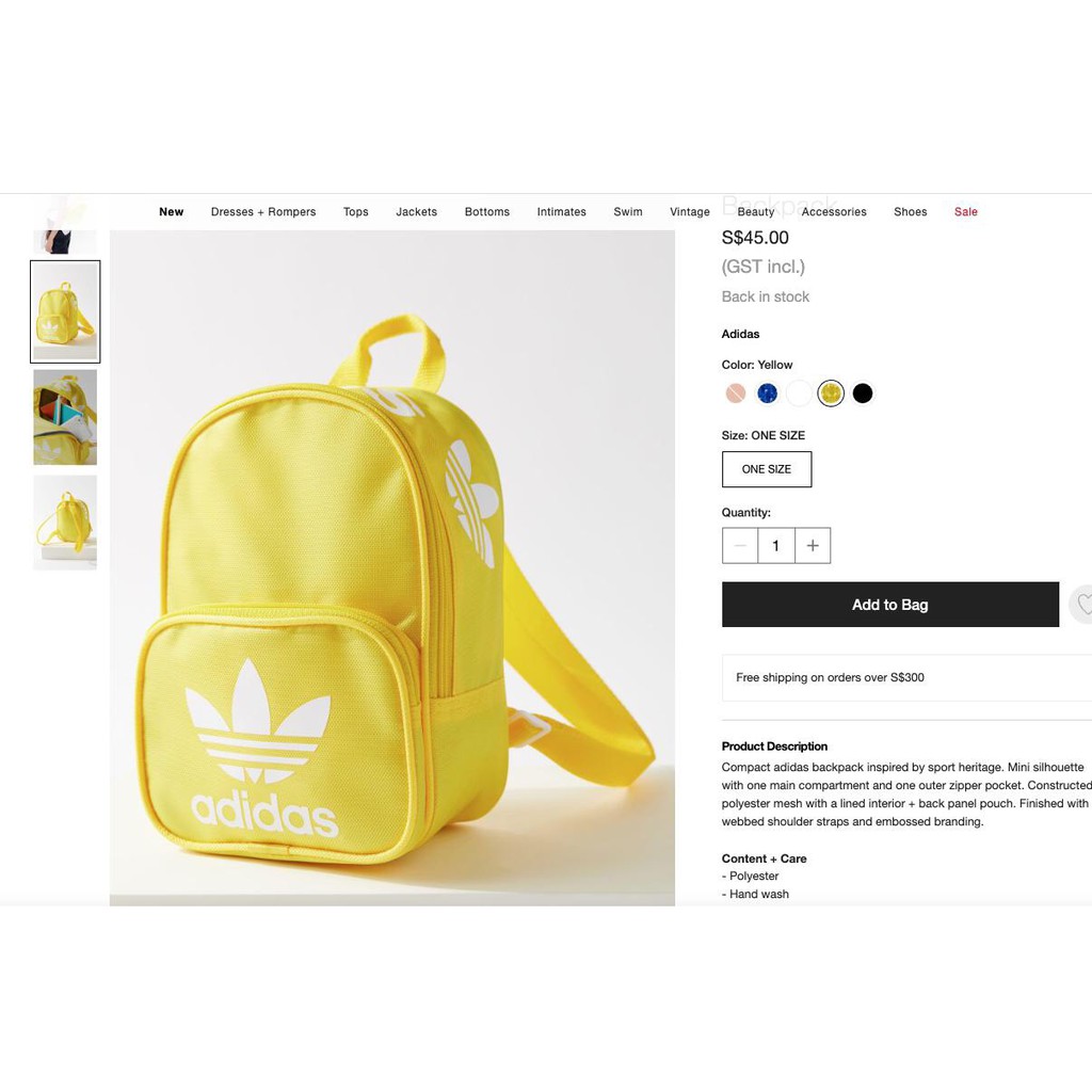 [ XẢ LỖ ] Balo Mini Adidas Santiago Yellow Mini Backpack Full Tag Code