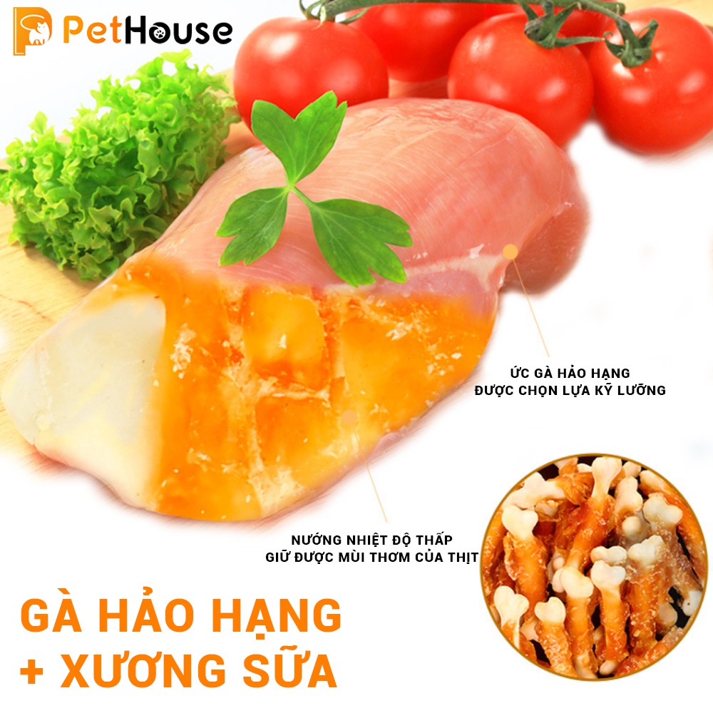 Bánh thưởng cho chó Hello joy (Gà bọc xương sữa) (360gr/túi) Đồ ăn cho chó mèo thú cưng