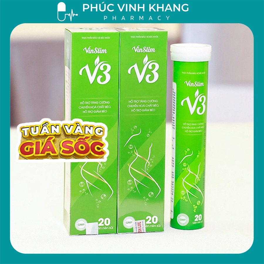 Sủi giảm cân VINSLIM V3 chính hãng Lọ 20v, hỗ trợ đào thải mỡ thừa, giảm béo giảm cân an toàn tại nhà
