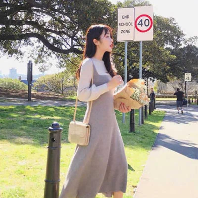 [Thanh lý lẻ size Hàng có sẵn ]Váy len yếm dáng dài size M