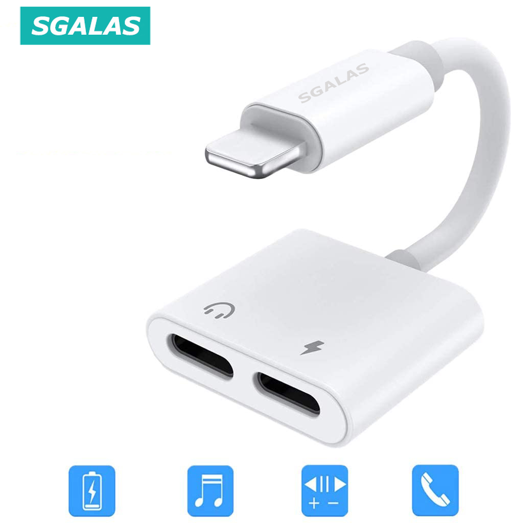 Đầu chuyển đổi âm thanh Sgalas 2 trong 1 từ cáp AUX sang hai cổng Lightning và tai nghe cho iPhone ipad