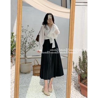 Áo sơmi voan thắt nơ