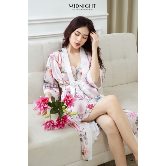 Đồ ngủ mặc nhà Kimono In Hoa - Midnight Sleepwear