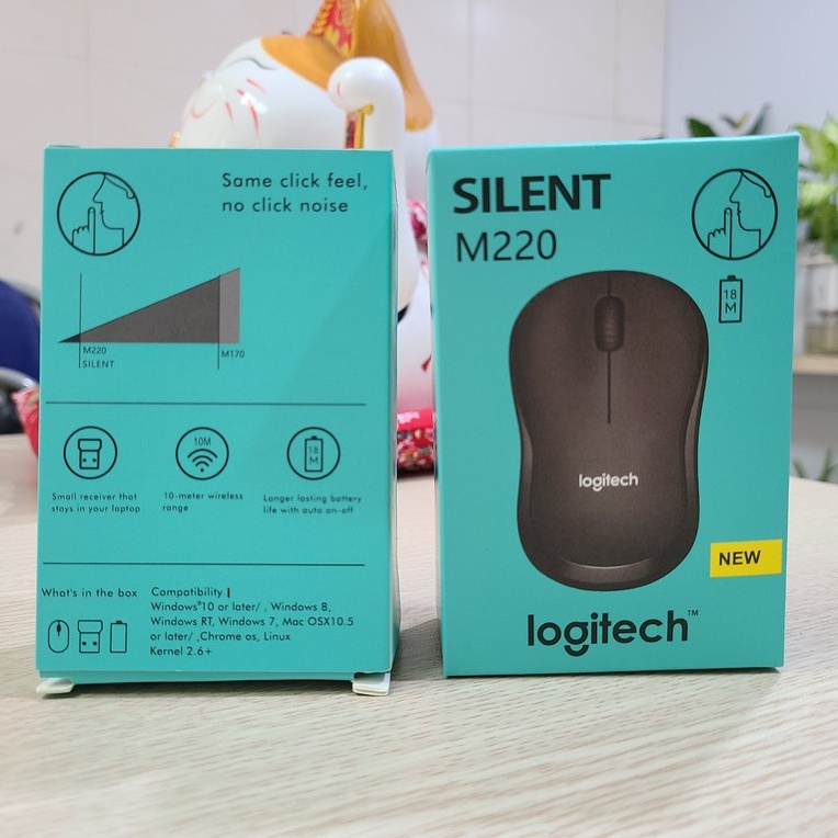 Chuột Máy Tính Laptop Loại Không Dây Logitech Silent M220 New Giảm Tiếng Ồn