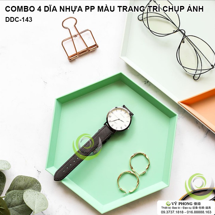 COMBO 4 KHAY DĨA NHỰA PP MÀU TRANG TRÍ ĐẠO CỤ CHỤP ẢNH SẢN PHẨM INS DDC-143