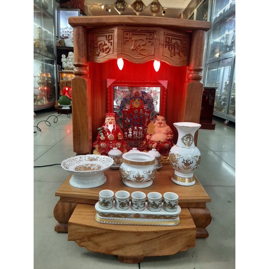 COMBO Bàn Thờ Thần Tài Ông Địa giá rẻ gỗ Gõ Đỏ Phúc Lộc Thọ ngang 48 cao 68 - Đồ Thờ Thắng Duyên Đại Phát