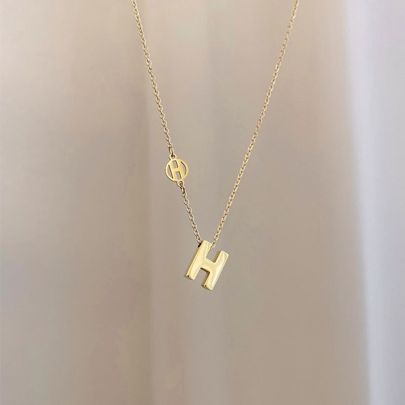 Dây Chuyền Thép Titan Mạ Vàng Hồng 18K Phong Cách Hàn Quốc