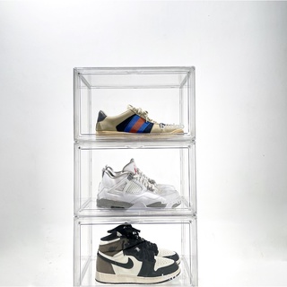 1 Hộp đựng giày nhựa ngang trong suốt bọt lab có thể lắp ráp trưng bày giày dép, mô hình, nước hoa