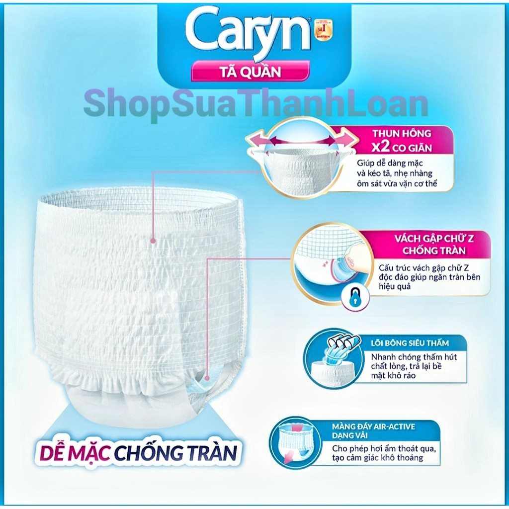 Tã Bỉm Quần Người Lớn Caryn Mỏng Nhẹ Chống Tràn Size M 8 Miếng