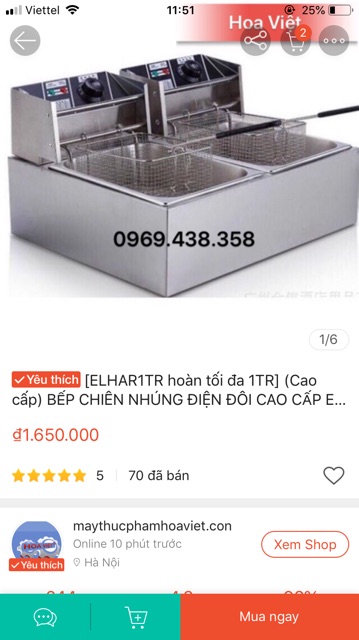 Bếp chiên nhúng điện đôi cao cấp