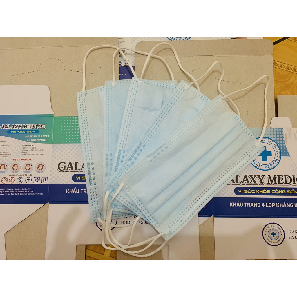 Khẩu trang y tế GALAXY MEDICAL 4 lớp CAO CẤP dùng một lần( hộp 50 cái)