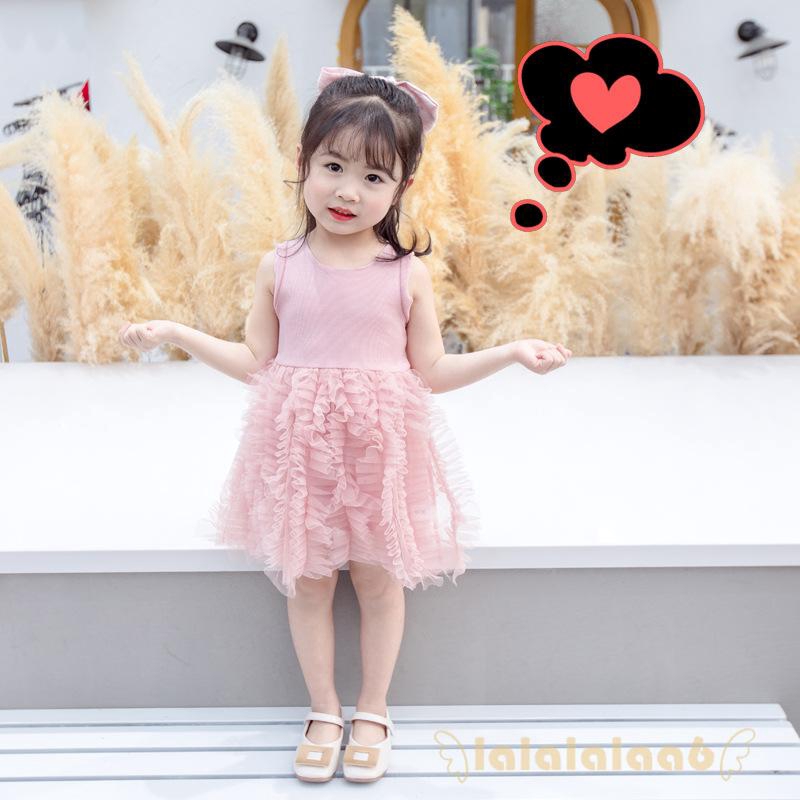 Đầm Xoè Tulle Sát Nách Màu Trơn Cho Bé Gái