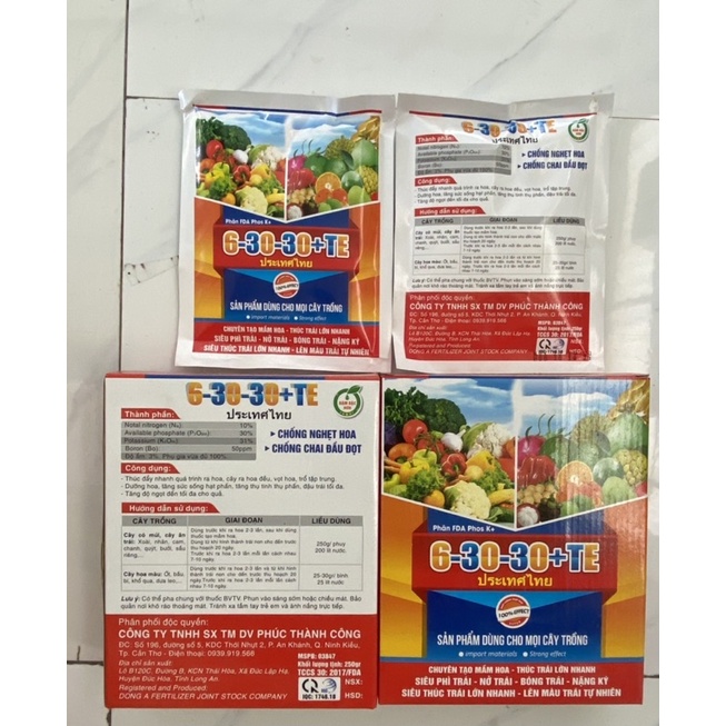 Phân Bón 6-30-30 tăng vị ngọt, phẩm chất, màu sắc cây ăn trái,m, quang nông