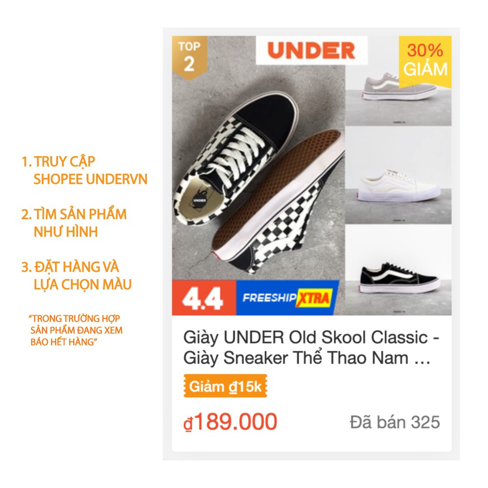 [Mã WAMT2405 giảm 10K đơn 0K] Giày Old Skool Classic Xám - Giày Sneaker Thể Thao Nam Nữ Cao Cấp UNDER Streetwear | BigBuy360 - bigbuy360.vn