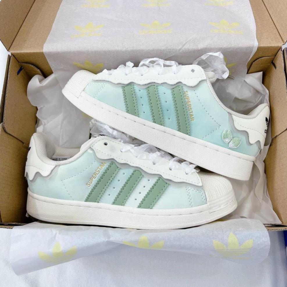 Giày thể thao Adidas Superstar với 3 mẫu sò hot 2023,Giày sneaker Adidas Sò hồng-xanh-trắng cao cấp nam nữ full phụ kiện