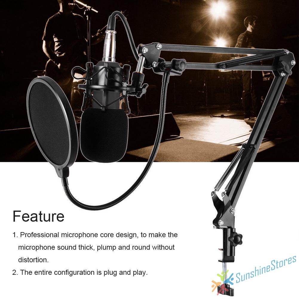 BM-800 Cardiod Condenser Capacitor Microphone Music Recording Mic for PC