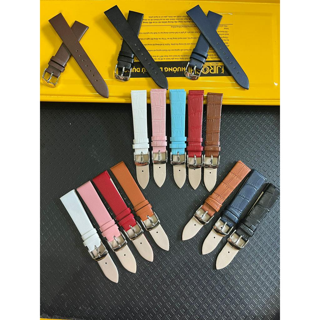 Dây da đồng hồ nam nữ đủ size không khâu viền chỉ dây trơn