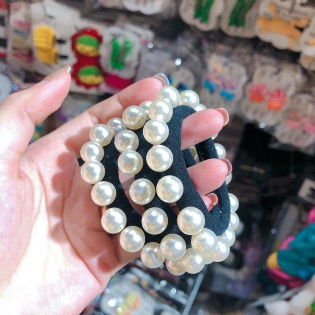 Dây buộc tóc đính hạt ngọc trai nhân tạo  16 hạt