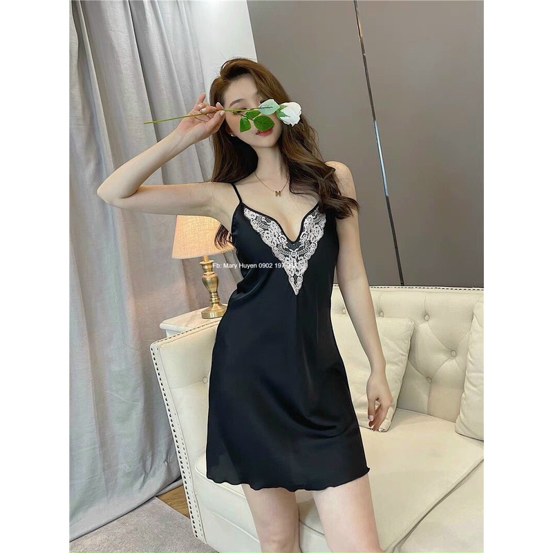 Váy ngủ lụa, đồ ngủ nữ, váy 2 dây lụa tằm cao cấp  mềm mịn, quyến rũ free size 38-65kg | BigBuy360 - bigbuy360.vn