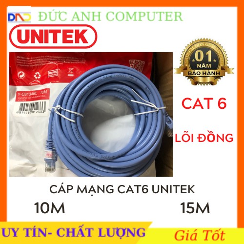 Cáp Mạng Cat6 UNITEK YC814ABL -❤️ 10m❤️15m Cáp mạng đúc 2 đầu chống nhiễu BH 12 tháng