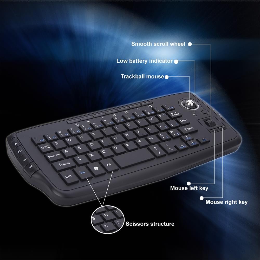 Bàn phím không dây nhỏ 2.4G Đa phương tiện Trackball Air Mouse