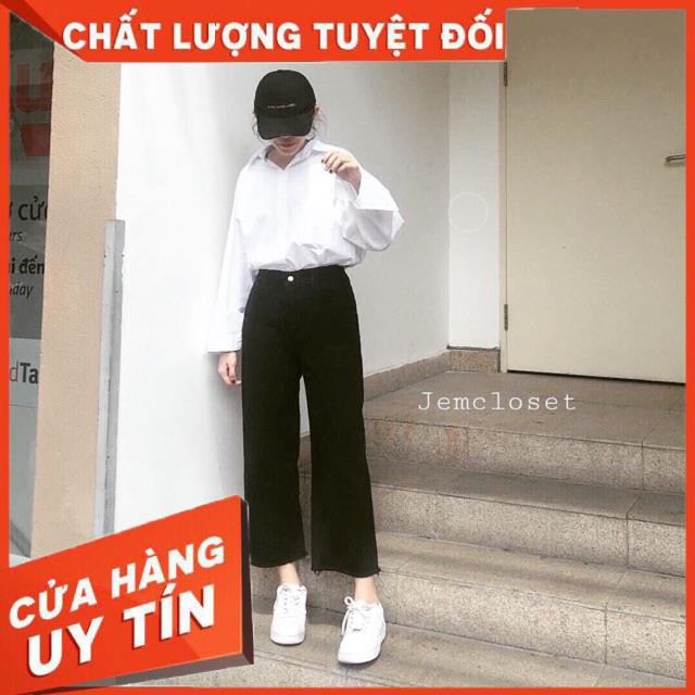 [hình thật] QUẦN JEANS ĐEN ỐNG RỘNG- shop tự chụp | BigBuy360 - bigbuy360.vn