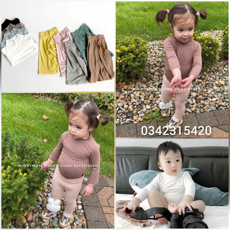 [Áo Mẹ+Con 110-130] Áo Cổ 3 Phân Thun Lạnh Minkymom