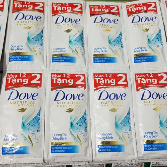 Dây 12 Gói Dầu Gội Dove phục hồi hư tổn/ bồng bềnh gói 6g