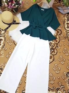 Sét áo peplum + quần lửng và ảnh thật