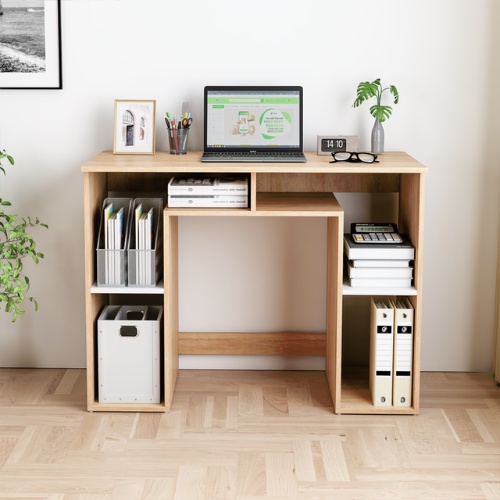 Bàn làm việc chữ U thiết kế liền kệ để đồ để sách tài liệu kiểu dáng hiện đại - GP231