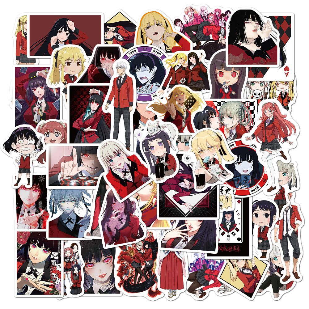 Set 50 / 100 Phim hoạt hình Kawaii Eiga Kakegurui Stickers Máy tính xách tay vali văn phòng phẩm Stickers không thấm nước album đồ chơi sinh nhật cho trẻ em