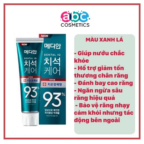 Kem Đánh Răng Trắng Răng Hàn Quốc Median Dental IQ 93% Giúp Răng Chống Ê Buốt Loại Bỏ Mùi Hôi 120g