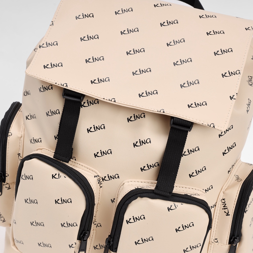 Balo Da Backpack Unisex Chống Nước Balo Backpack King-Màu Kem 02