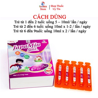 Siro ăn ngon cho trẻ JAPAMIN GOLD giúp tăng cảm giác ngon miệng, khắc phục tình trạng biếng ăn của trẻ, hộp 20 ống
