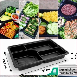 100 Khay nhựa đựng cơm 4 ngăn HT25 (kèm nắp)