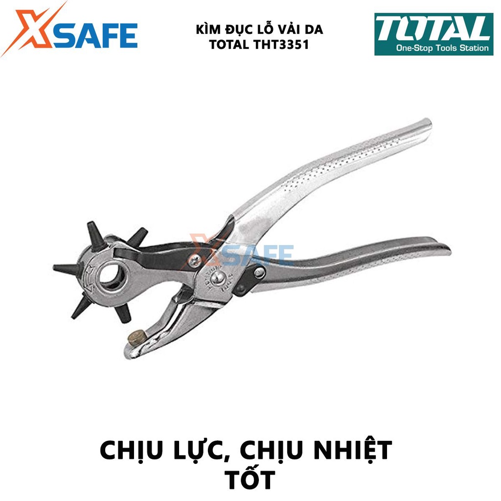 Kìm bấm lỗ TOTAL THT3351 kềm đục lỗ 300g dùng bấm lỗ tròn, lỗ dẹt, lỗ hình oval, bầu dục [XSAFE] - Chính hãng