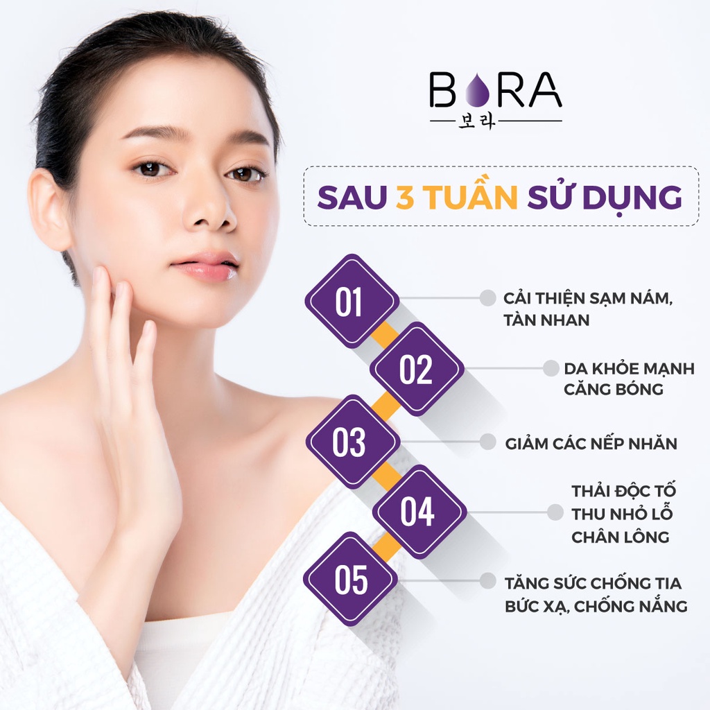 Viên Uống Trắng Da Cao Cấp BORA PREMIUM Giúp Trẻ Hóa Sáng Mịn Làn Da Hộp 20 viên