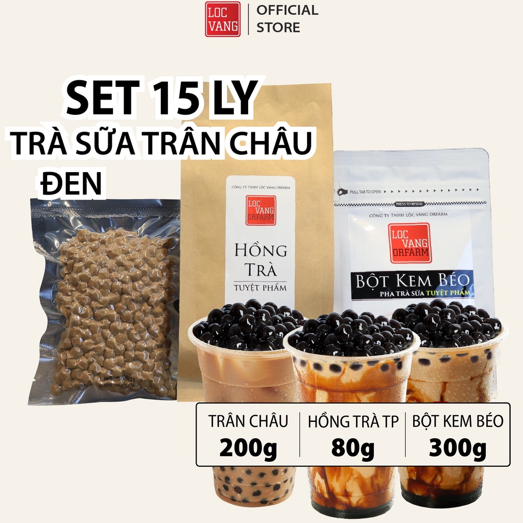 Trà Sữa Trân Châu Đen Tự Pha SET 15 LY TUYỆT PHẨM Nguyên Liệu Làm Trà Sữa