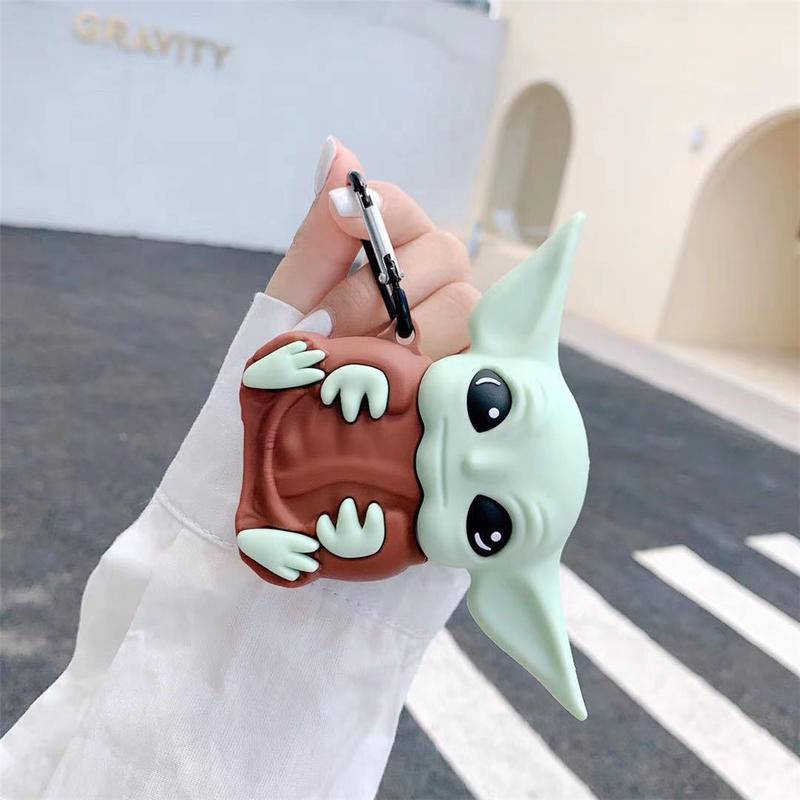 Vỏ Bảo Vệ Hộp Sạc Tai Nghe Airpods 1 2 Pro Bluetooth Không Dây Chất Liệu Silicon Hình Marvel Yoda